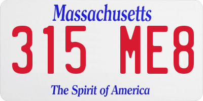 MA license plate 315ME8
