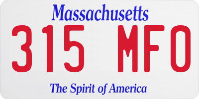 MA license plate 315MF0