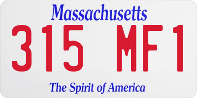 MA license plate 315MF1