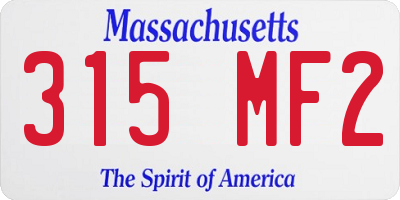 MA license plate 315MF2