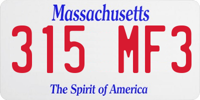 MA license plate 315MF3