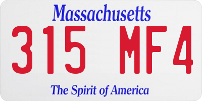 MA license plate 315MF4