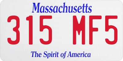 MA license plate 315MF5