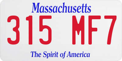 MA license plate 315MF7