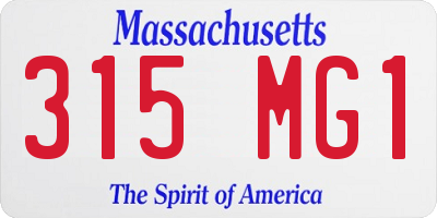 MA license plate 315MG1