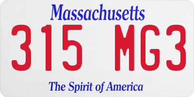 MA license plate 315MG3