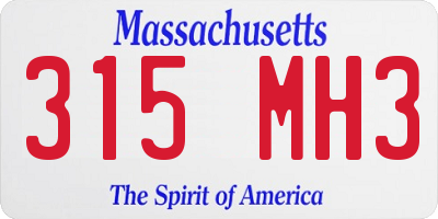 MA license plate 315MH3