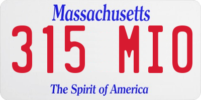 MA license plate 315MI0
