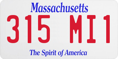 MA license plate 315MI1