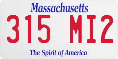 MA license plate 315MI2