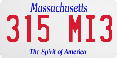 MA license plate 315MI3