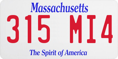 MA license plate 315MI4