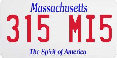 MA license plate 315MI5