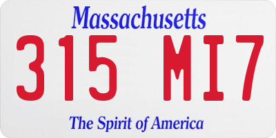 MA license plate 315MI7