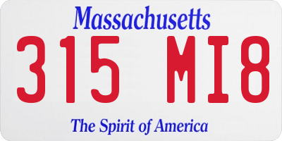 MA license plate 315MI8