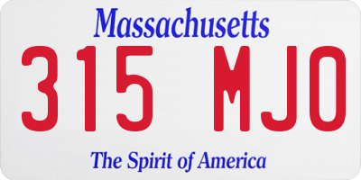 MA license plate 315MJ0