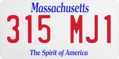 MA license plate 315MJ1