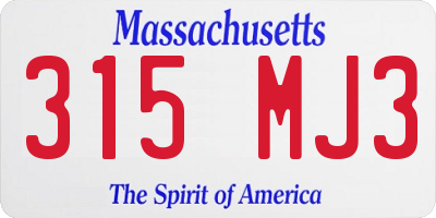 MA license plate 315MJ3