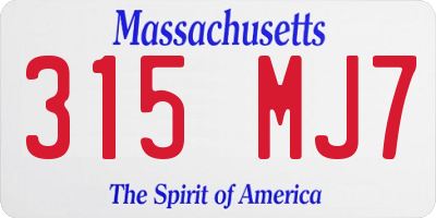MA license plate 315MJ7
