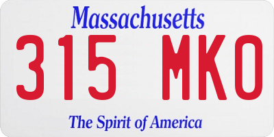 MA license plate 315MK0