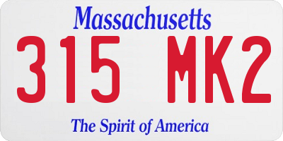 MA license plate 315MK2