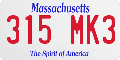 MA license plate 315MK3