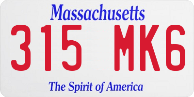 MA license plate 315MK6