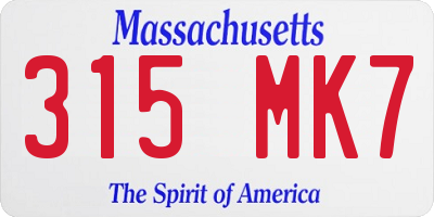 MA license plate 315MK7