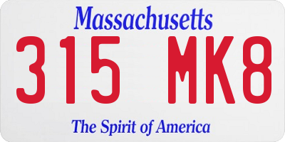 MA license plate 315MK8