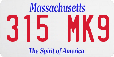MA license plate 315MK9