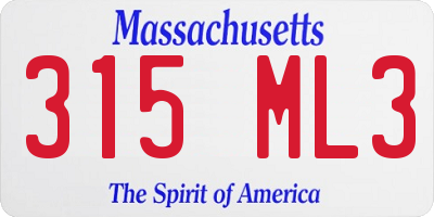MA license plate 315ML3