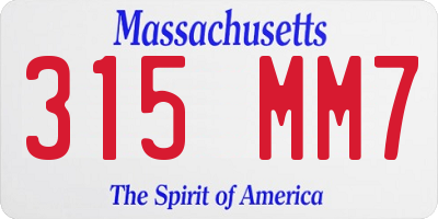 MA license plate 315MM7