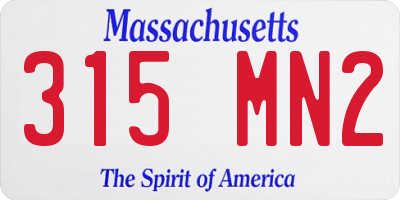 MA license plate 315MN2