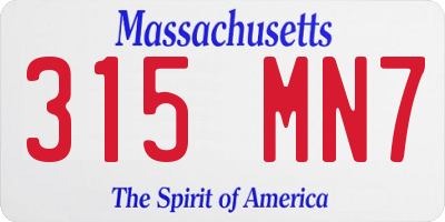 MA license plate 315MN7
