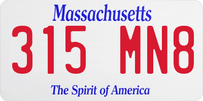 MA license plate 315MN8