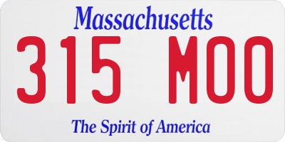 MA license plate 315MO0