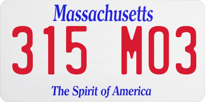 MA license plate 315MO3