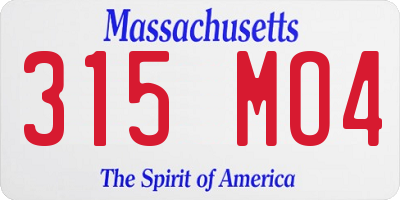 MA license plate 315MO4