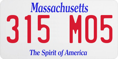 MA license plate 315MO5