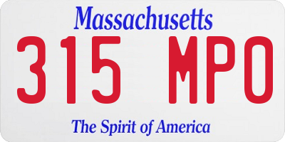 MA license plate 315MP0