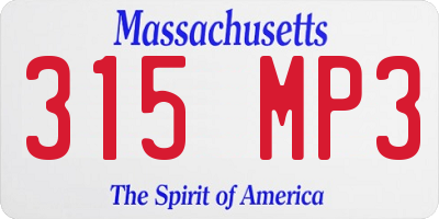 MA license plate 315MP3