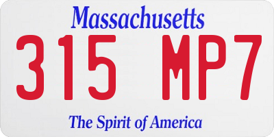 MA license plate 315MP7