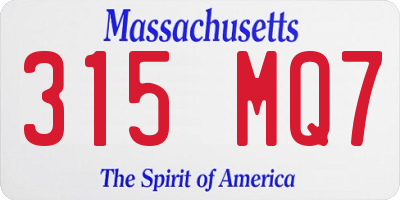 MA license plate 315MQ7