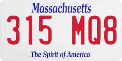 MA license plate 315MQ8