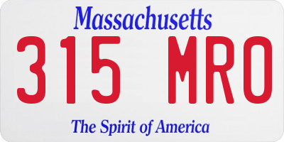 MA license plate 315MR0