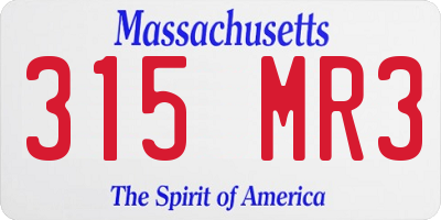 MA license plate 315MR3
