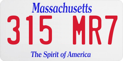 MA license plate 315MR7