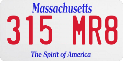 MA license plate 315MR8