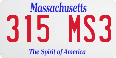 MA license plate 315MS3