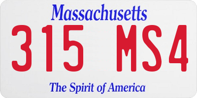 MA license plate 315MS4